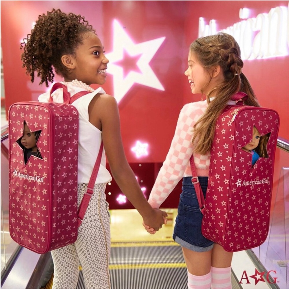 2 American Doll Carry Backpack Pink Star